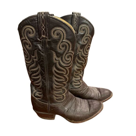 Tony Lama Vintage Men’s Exotic Leather Brown Gold Label Cowboy Western Boots Sz